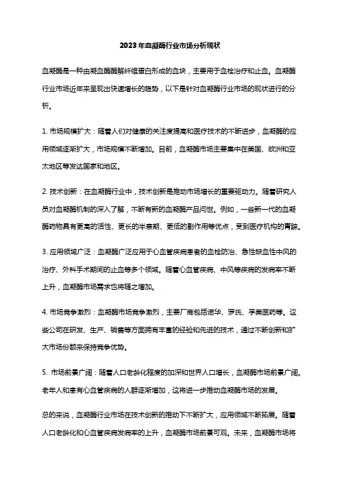 2023年血凝酶行业市场分析现状