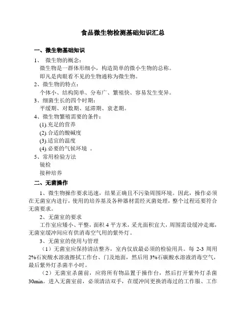 食品微生物检测基础知识汇总