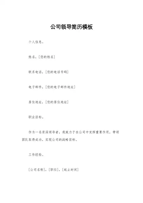公司领导简历模板