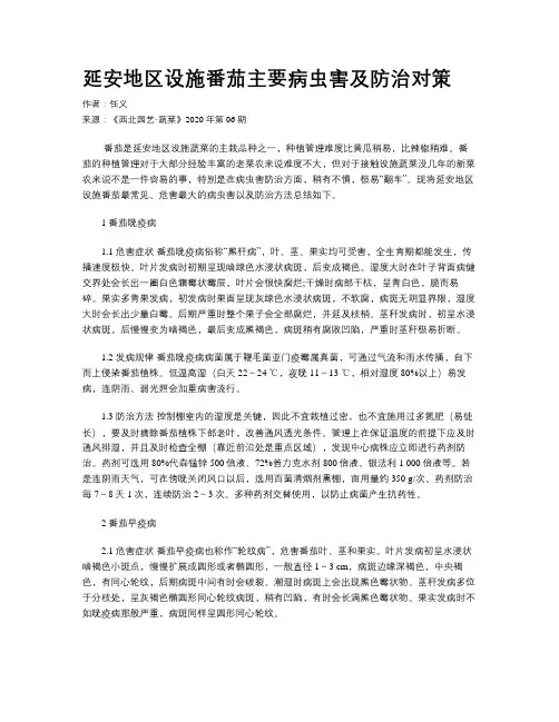 延安地区设施番茄主要病虫害及防治对策