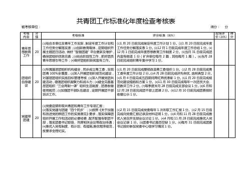 共青团工作标准化年度检查考核表
