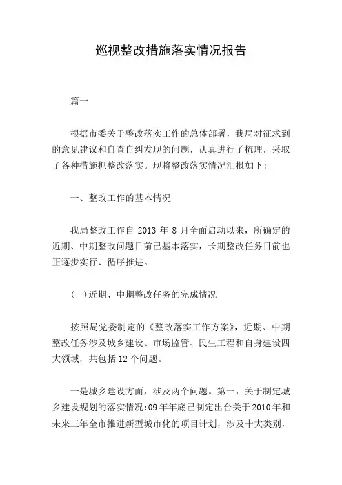 巡视整改措施落实情况报告