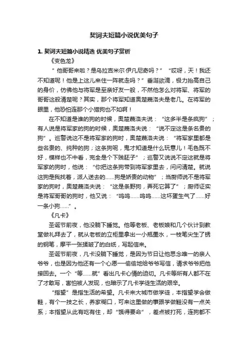 契诃夫短篇小说优美句子