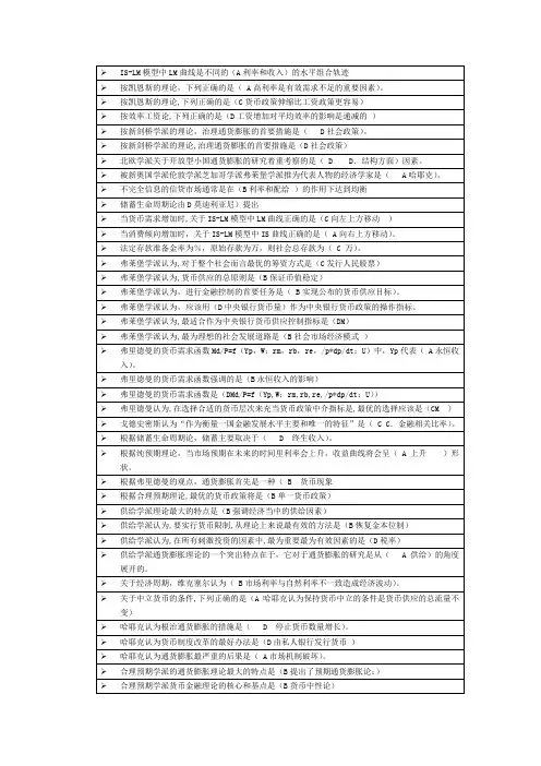 现代货币金融学说 拼音排序 多题库综合