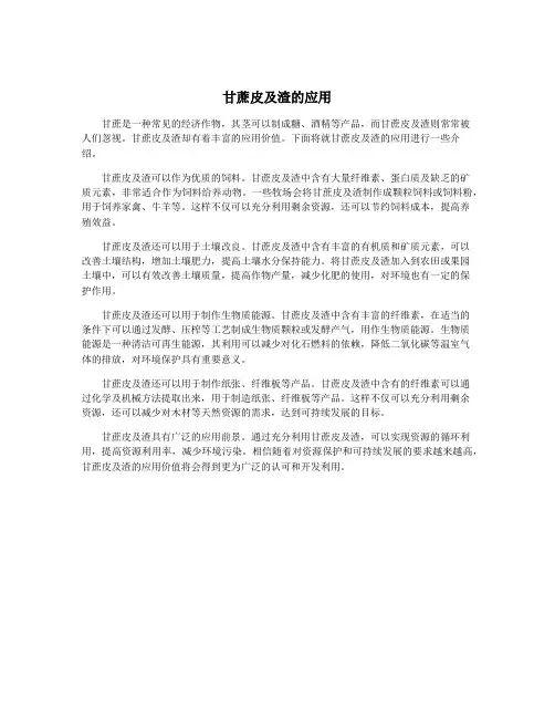 甘蔗皮及渣的应用