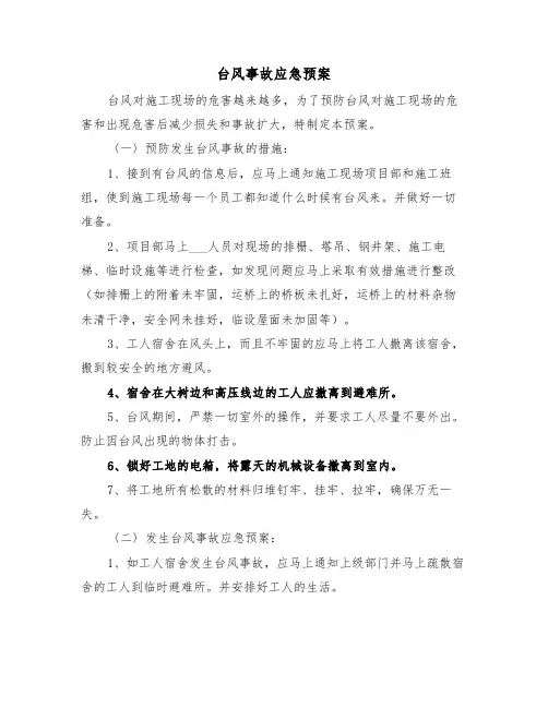 台风事故应急预案(3篇)