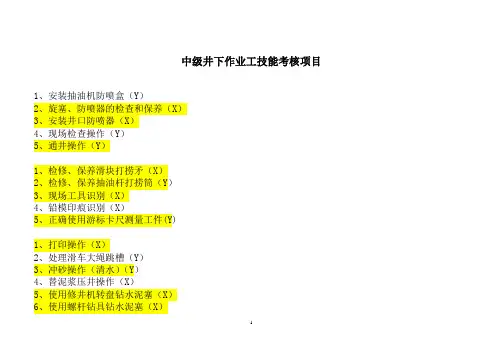中级工2012井下作业工技能鉴定讲解