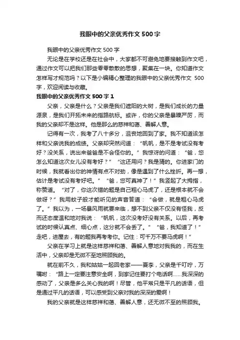 我眼中的父亲优秀作文500字