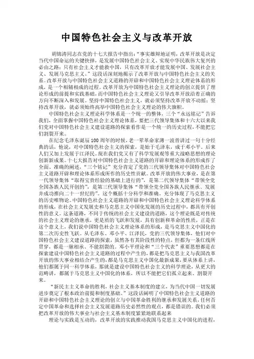 中国特色社会主义与改革开放