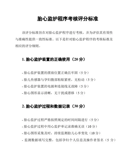 胎心监护程序考核评分标准