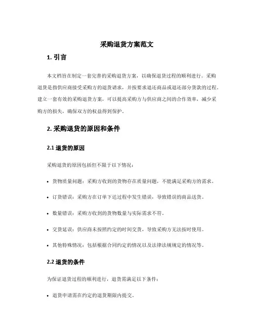 采购退货方案范文