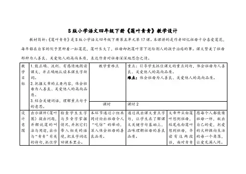 四年级语文教案 莲叶青青-优秀奖