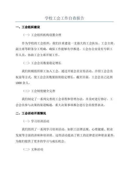学校工会工作自查报告