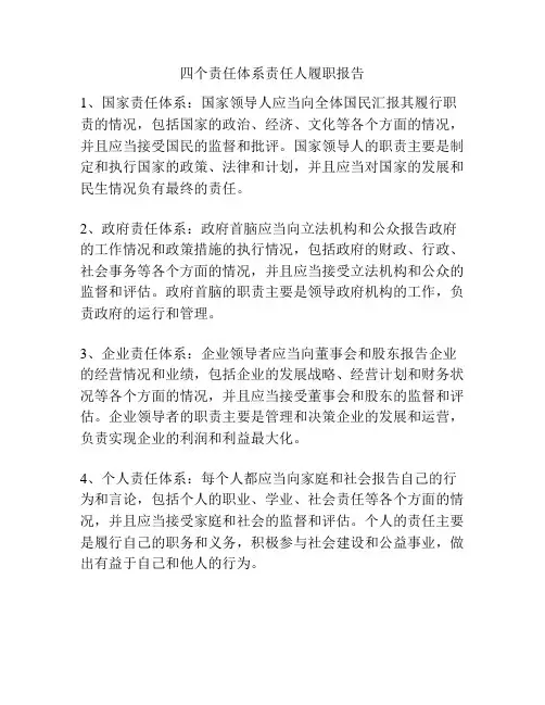 四个责任体系责任人履职报告