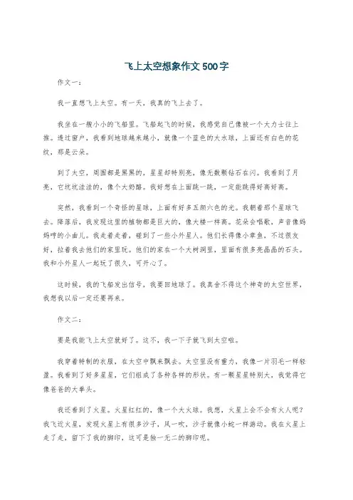 飞上太空想象作文500字