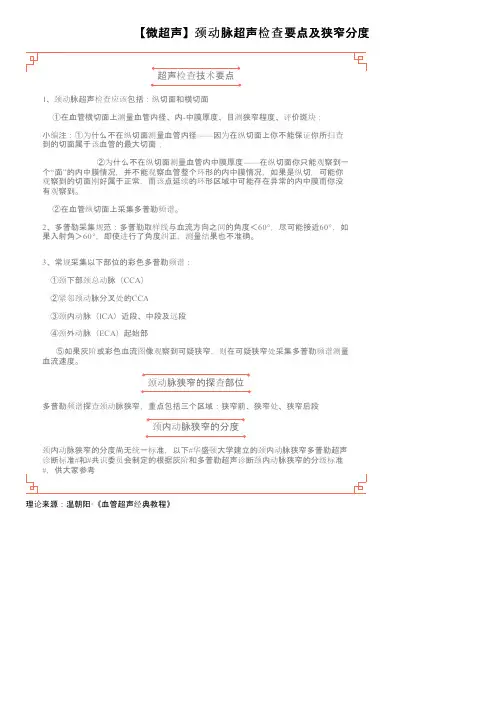 【微超声】颈动脉超声检查要点及狭窄分度