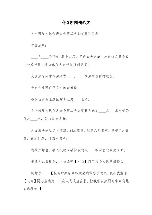 会议新闻稿范文（2篇）