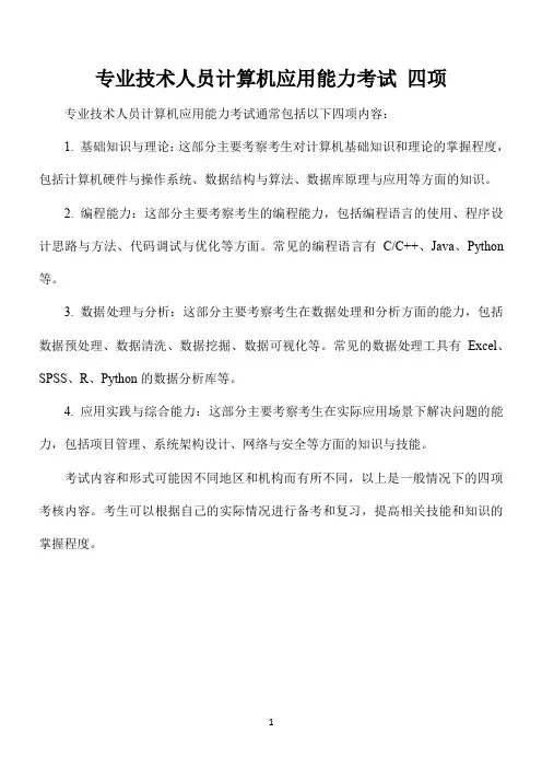 专业技术人员计算机应用能力考试 四项