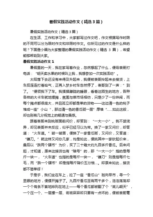 暑假实践活动作文（精选3篇）