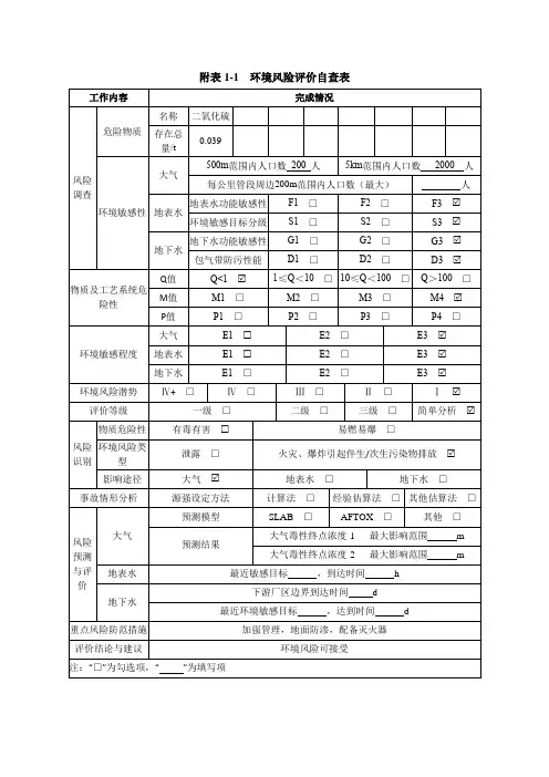 2018年环境影响评价新导则自查表