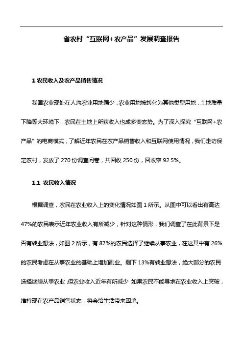 调查报告：省农村“互联网+农产品”发展调查报告