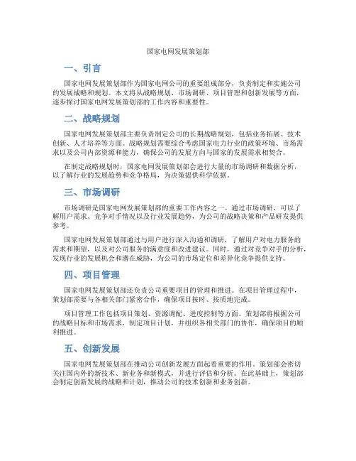 国家电网 发展策划部