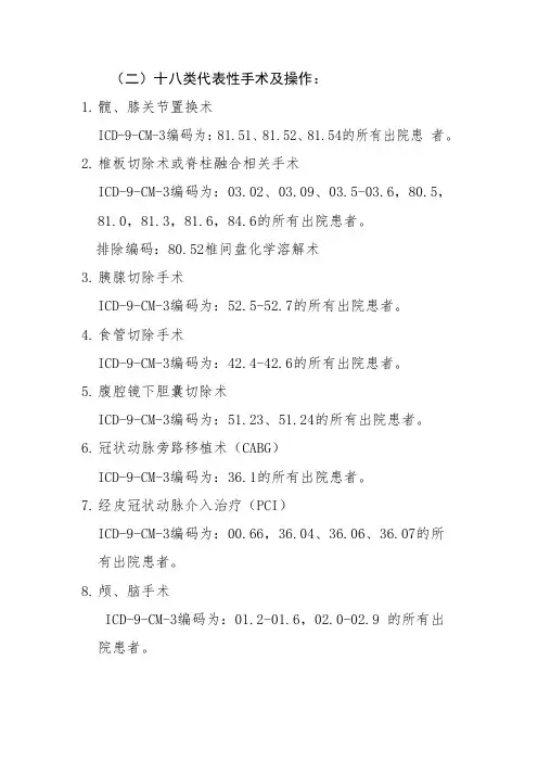 综合医院重点手术