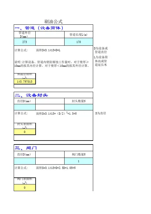 防腐保温公式