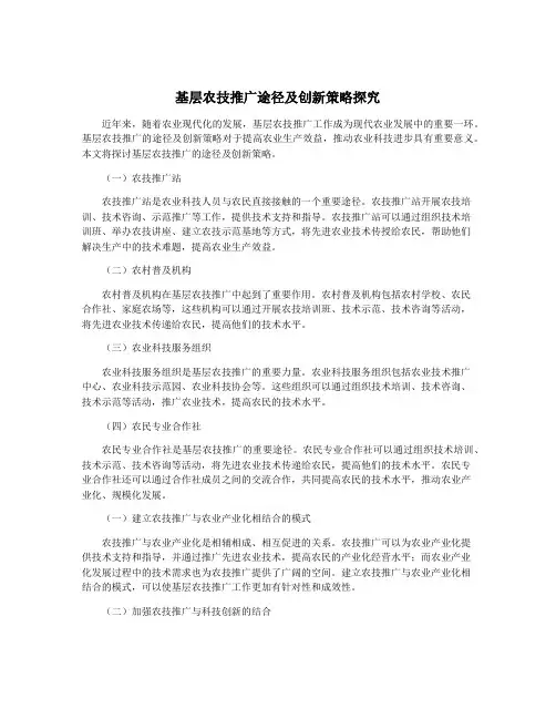 基层农技推广途径及创新策略探究
