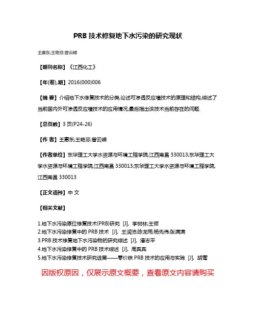 PRB技术修复地下水污染的研究现状