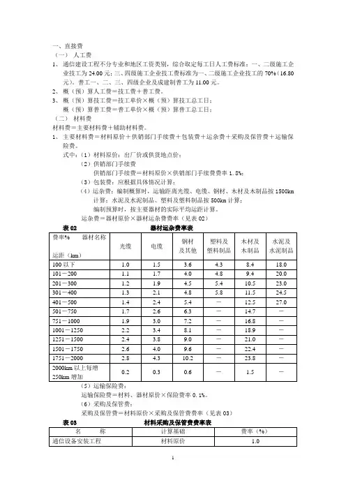 邮电通信工程取费标准