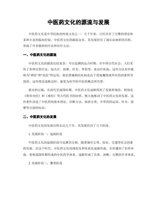 中医药文化的源流与发展