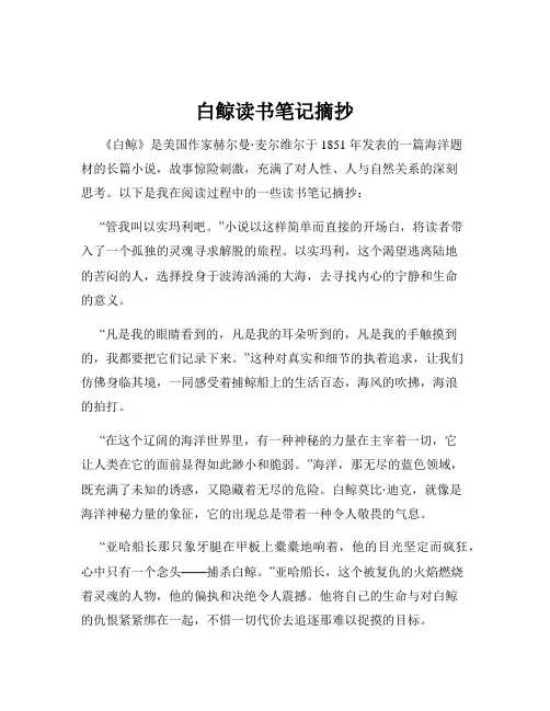 白鲸读书笔记摘抄
