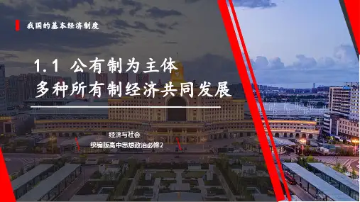 1.1 公有制为主体 多种所有制经济共同发展 课件高中政治统编版必修二经济与社会