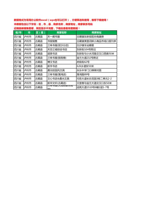 2020新版四川省泸州市古蔺县书店工商企业公司商家名录名单联系电话号码地址大全13家