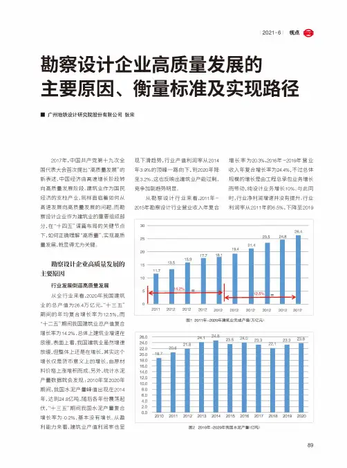 勘察设计企业高质量发展的主要原因、衡量标准及实现路径