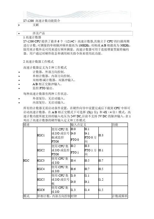 S7-1200 高速计数功能简介[优质文档]