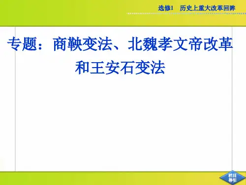 专题：商鞅变法、孝文帝改革和王安石变法