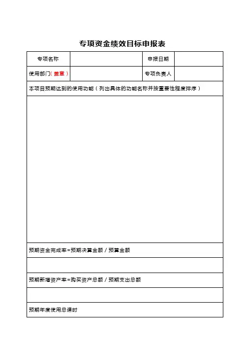 2.专项资金绩效目标申报表