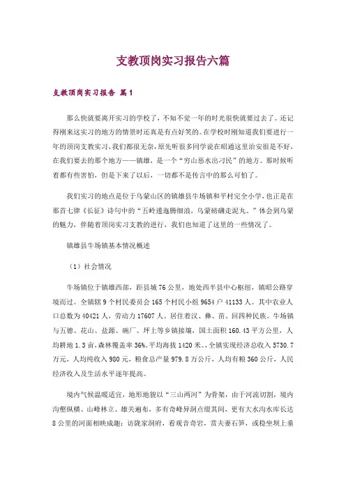 支教顶岗实习报告六篇