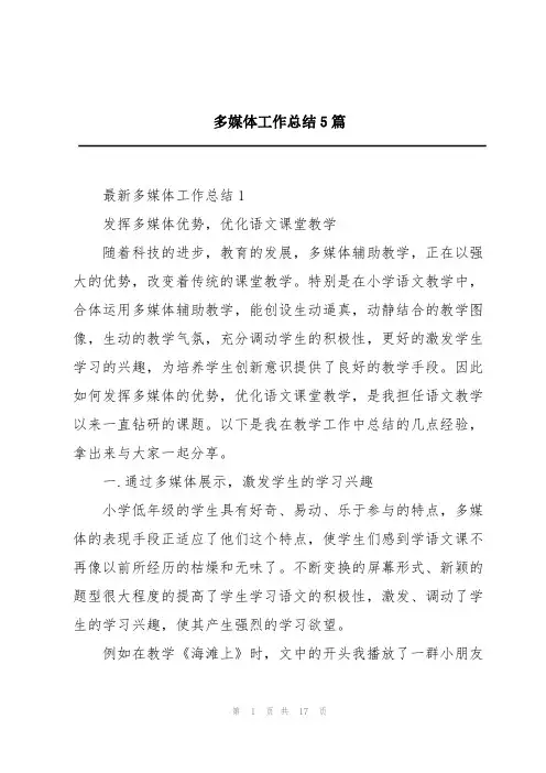 多媒体工作总结5篇