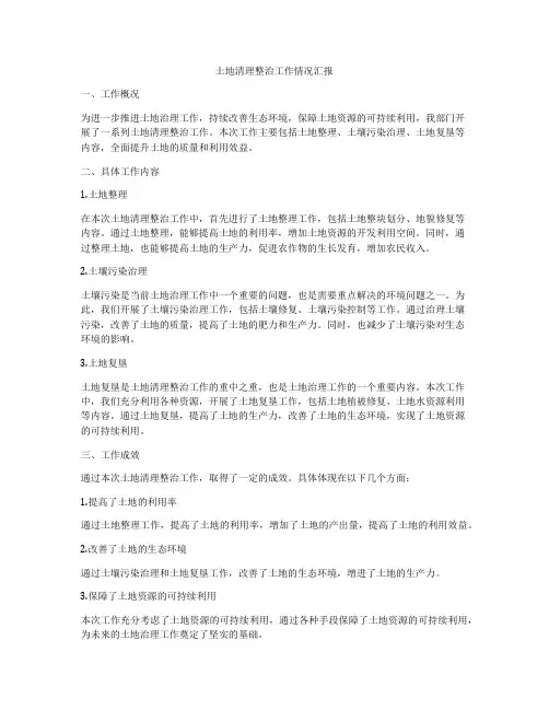 土地清理整治工作情况汇报