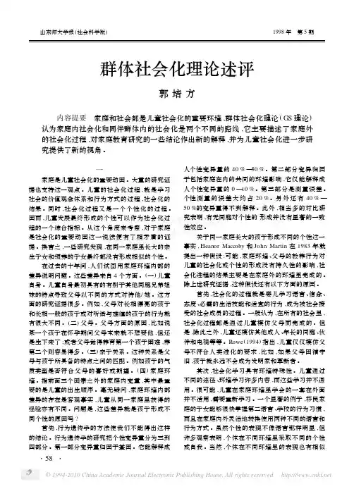 群体社会化理论述评