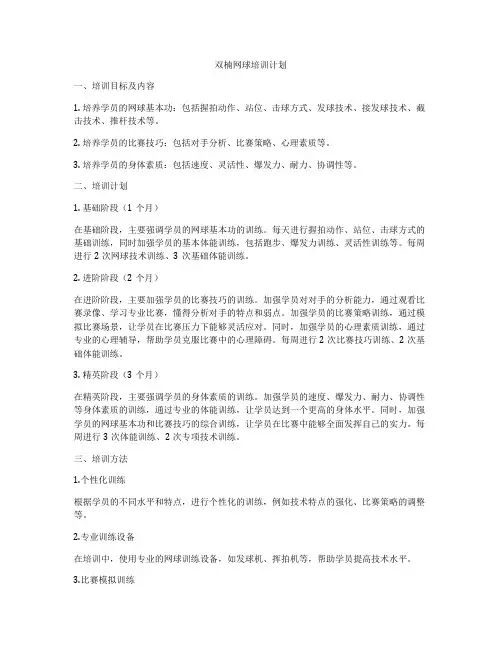 双楠网球培训计划