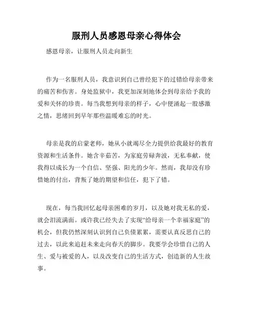 服刑人员感恩母亲心得体会