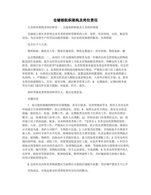 仓储部组织架构及岗位责任