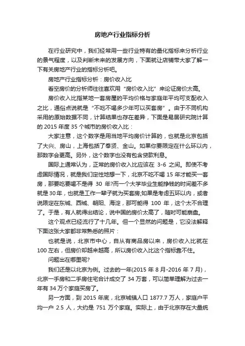 房地产行业指标分析