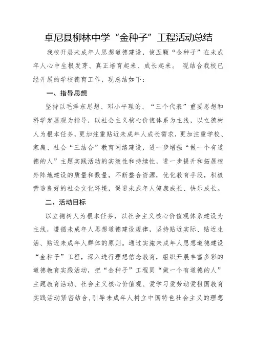 “金种子”活动总结