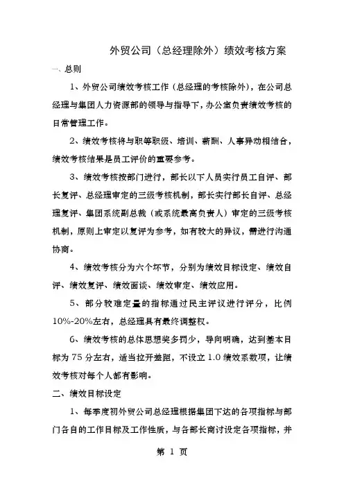外贸公司绩效考核方案