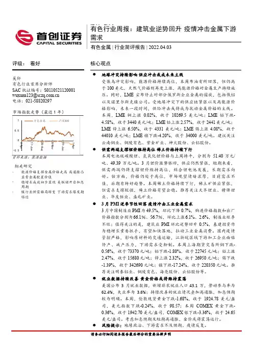 有色行业周报：建筑业逆势回升 疫情冲击金属下游需求